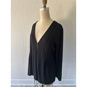J JILL Womens One Button V-Neck Rayon Slinky Cardigan Blouse Size Small Black